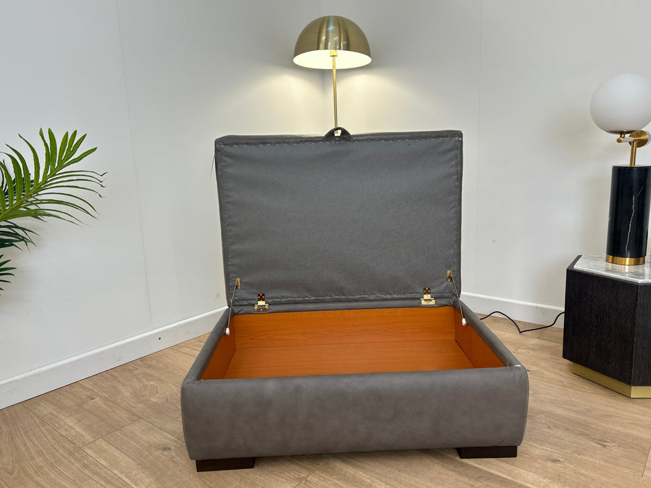 Mazzini Leather Storage Footstool - Dakota Grey