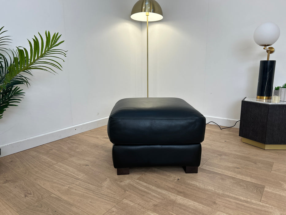 Santino Footstool - Leather - Hampshire Black