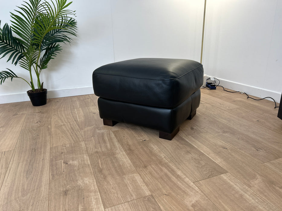 Santino Footstool - Leather - Hampshire Black