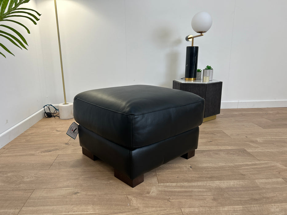 Santino Footstool - Leather - Hampshire Black