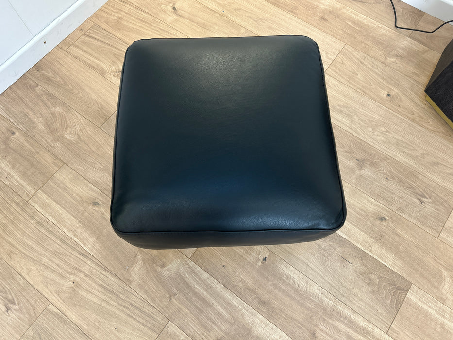 Santino Footstool - Leather - Hampshire Black