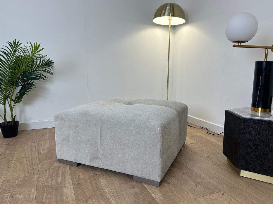 Strato Designer Footstool-  Soft Chenille Linen All Over