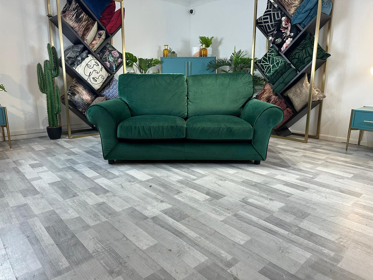 Florita 2 Seat Sofa Abbey Velvet Forest Green — The Sofa Clearance
