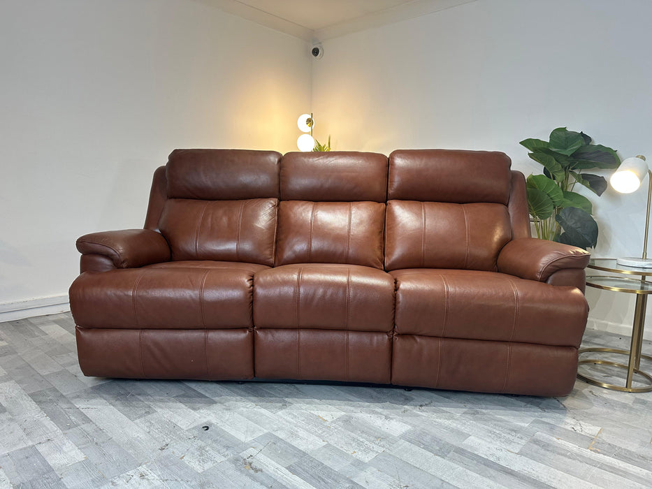 Gracy Leather 3 Seater - Leather Power Reclining Sofa - Butterscotch