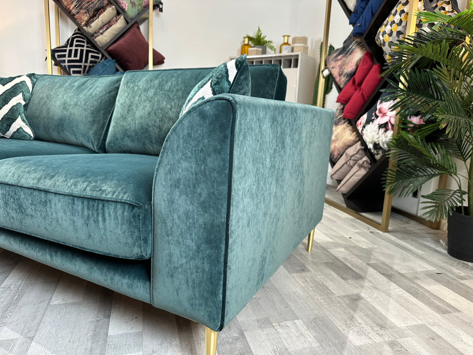 Moxie 3 Seater- Fabric Sofa - Ribbed Velvet  Teal