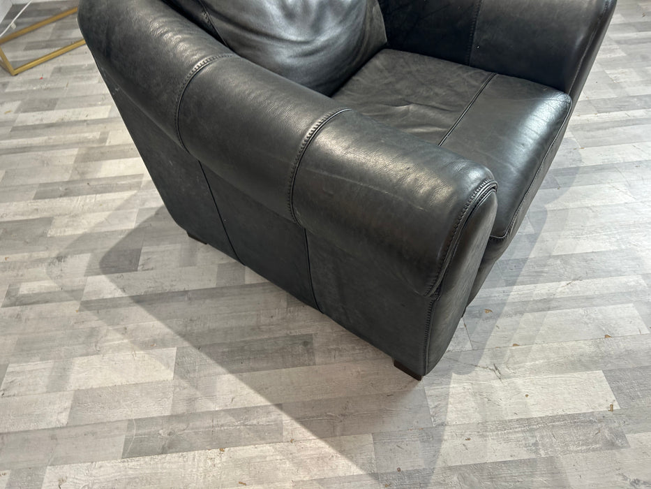 Galleria 1 Seat - Leather Chair - Utah Black