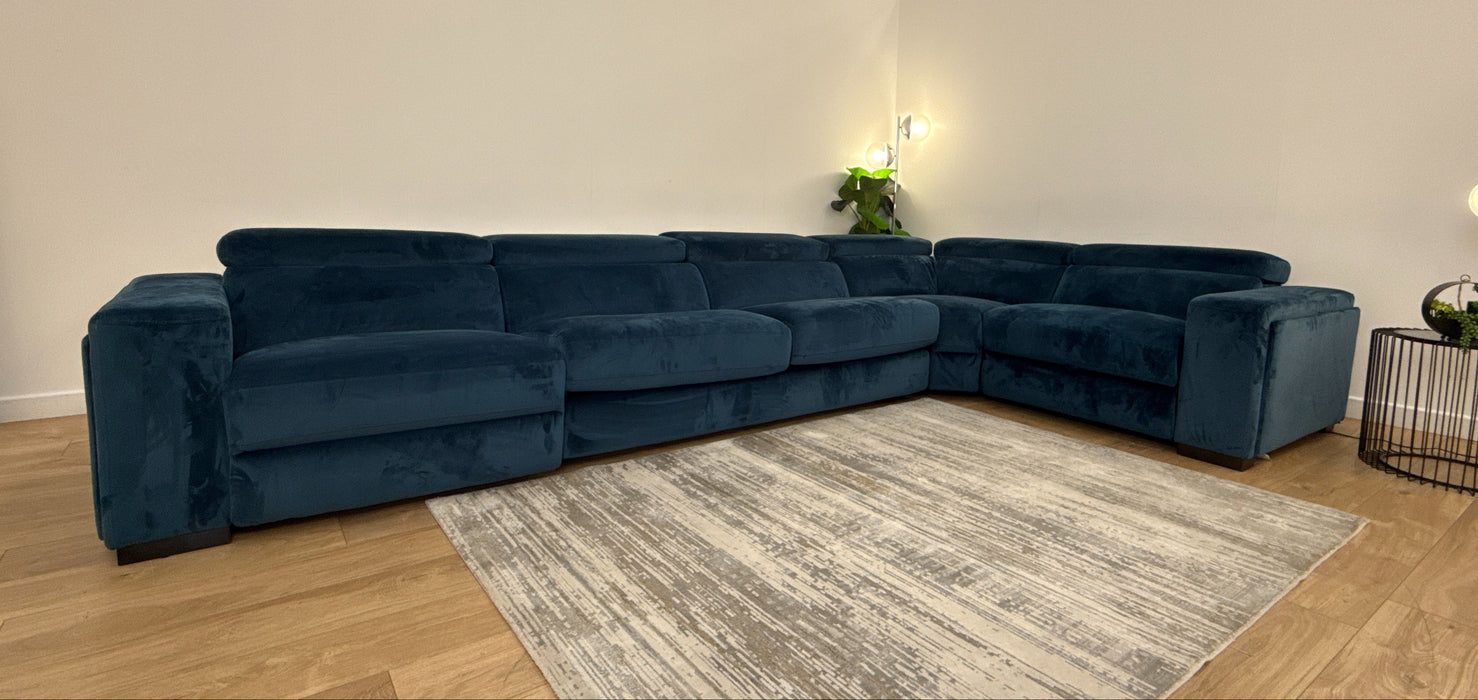 DFS Wander 3 Corner 2 Fabric Recliner Sofa Bed in Navy Blue