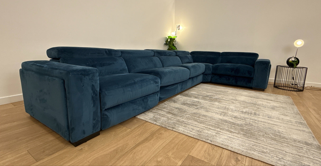 DFS Wander 3 Corner 2 Fabric Recliner Sofa Bed in Navy Blue