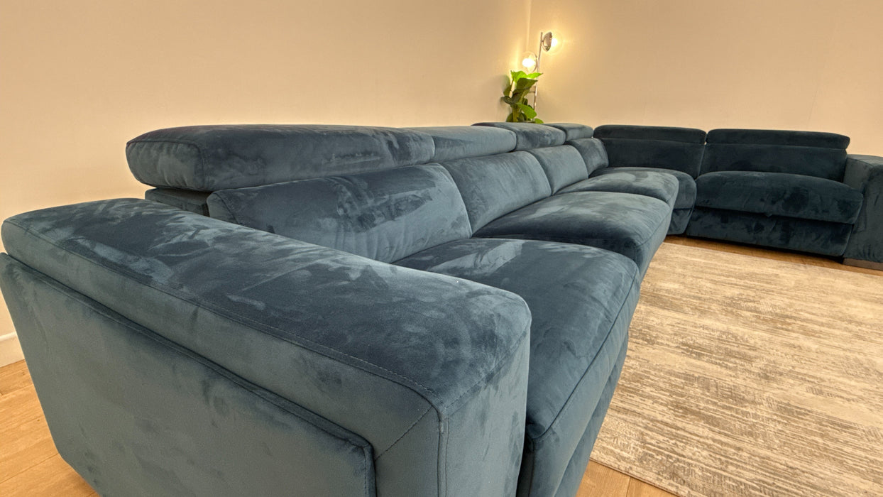 DFS Wander 3 Corner 2 Fabric Recliner Sofa Bed in Navy Blue