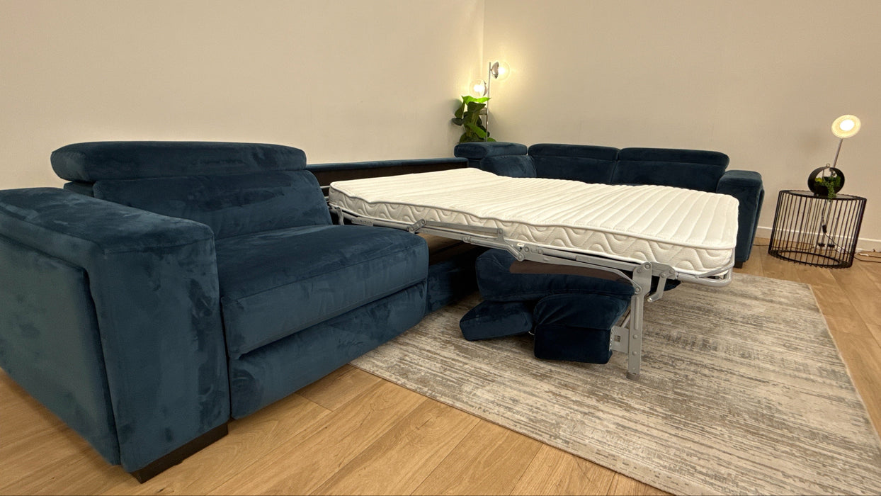 DFS Wander 3 Corner 2 Fabric Recliner Sofa Bed in Navy Blue