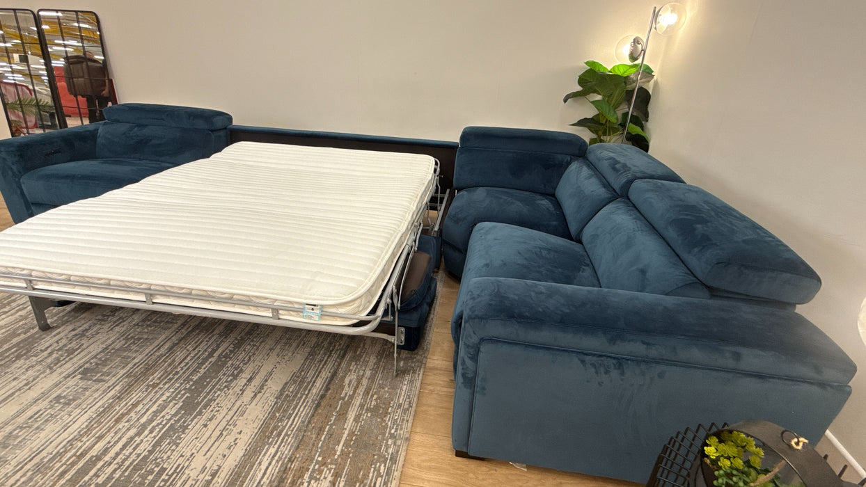 DFS Wander 3 Corner 2 Fabric Recliner Sofa Bed in Navy Blue