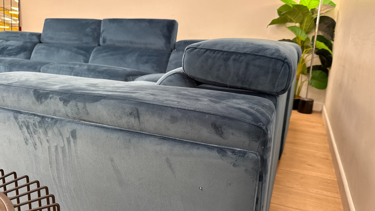 DFS Wander 3 Corner 2 Fabric Recliner Sofa Bed in Navy Blue