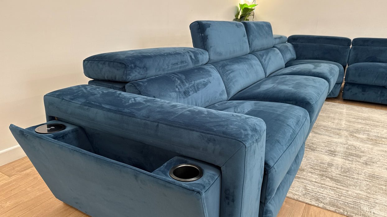 DFS Wander 3 Corner 2 Fabric Recliner Sofa Bed in Navy Blue