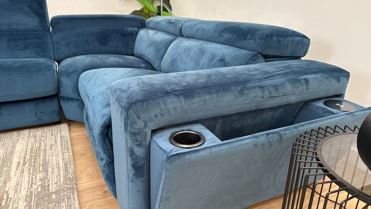 DFS Wander 3 Corner 2 Fabric Recliner Sofa Bed in Navy Blue