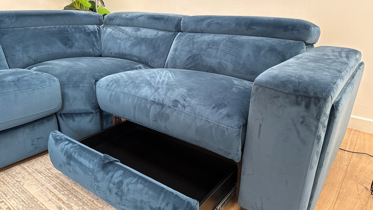 DFS Wander 3 Corner 2 Fabric Recliner Sofa Bed in Navy Blue