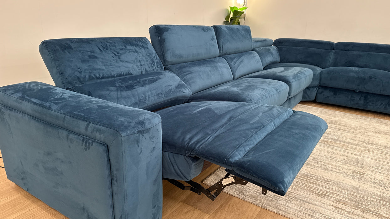 DFS Wander 3 Corner 2 Fabric Recliner Sofa Bed in Navy Blue