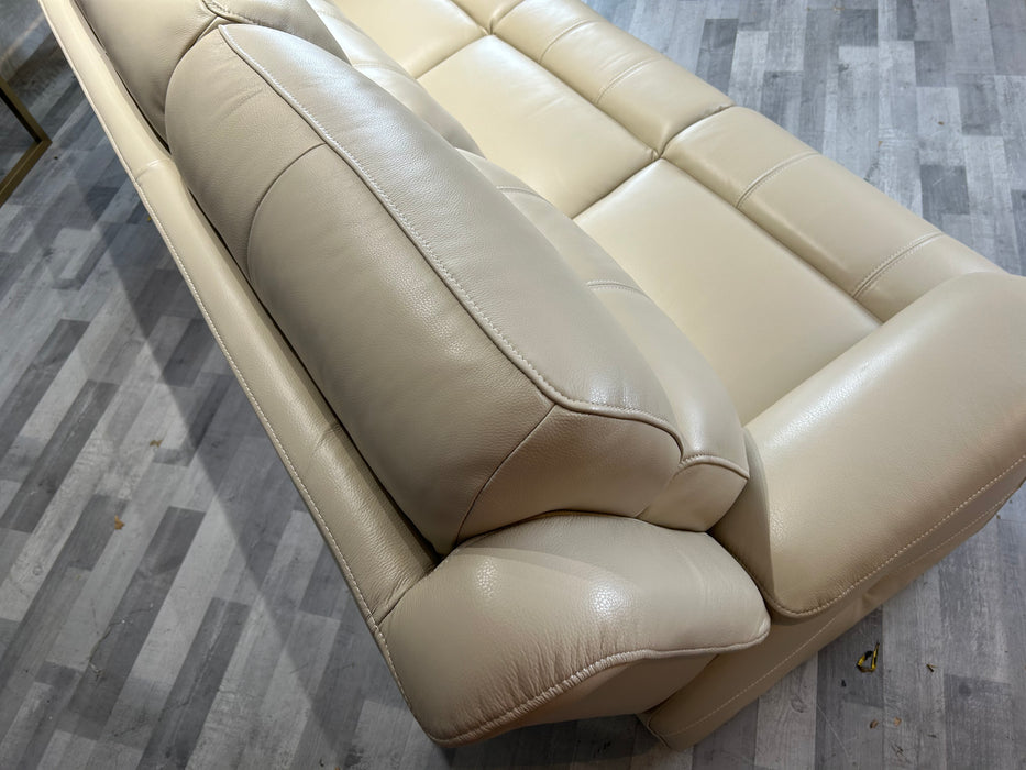 Gracie 3 Seat - Leather Sofa - Bone China