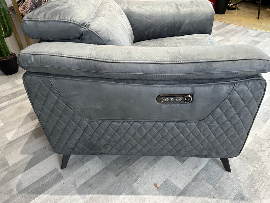 Ezra 1 Seat - Fabric Power Reclining Chair -  Lead Grey
