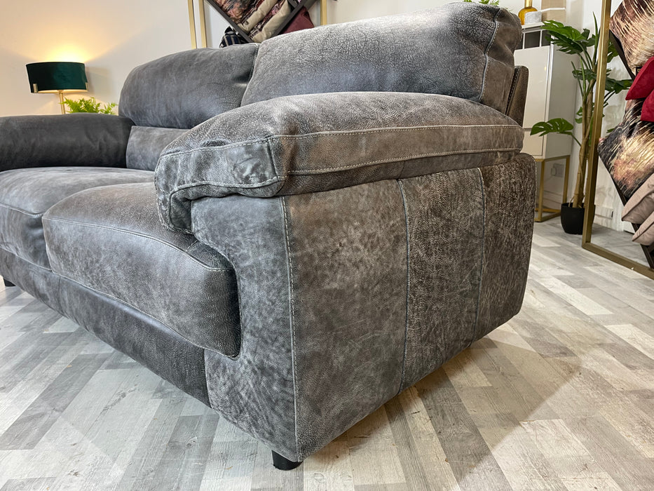 Santino 2 Seater - Leather Sofa - Utah Grey