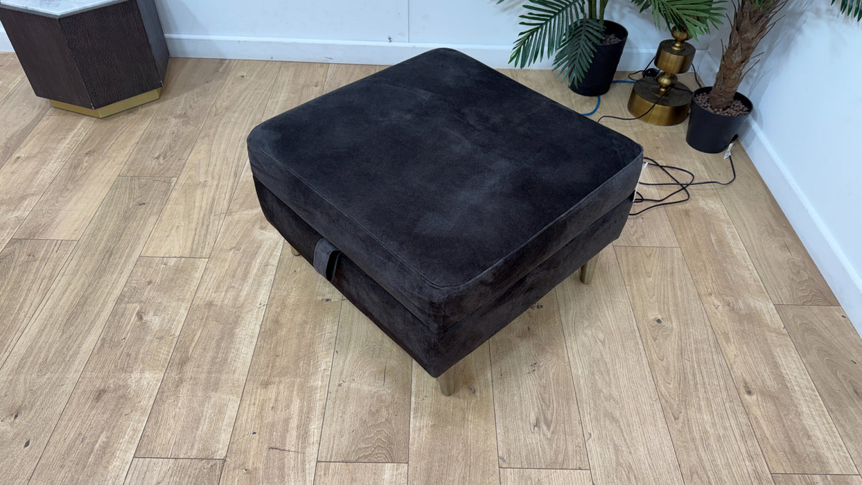 Sofology Hackney Fabric Storage Memory Foam Footstool in Lifestyle Dapple Anthracite