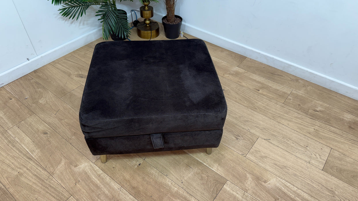 Sofology Hackney Fabric Storage Memory Foam Footstool in Lifestyle Dapple Anthracite