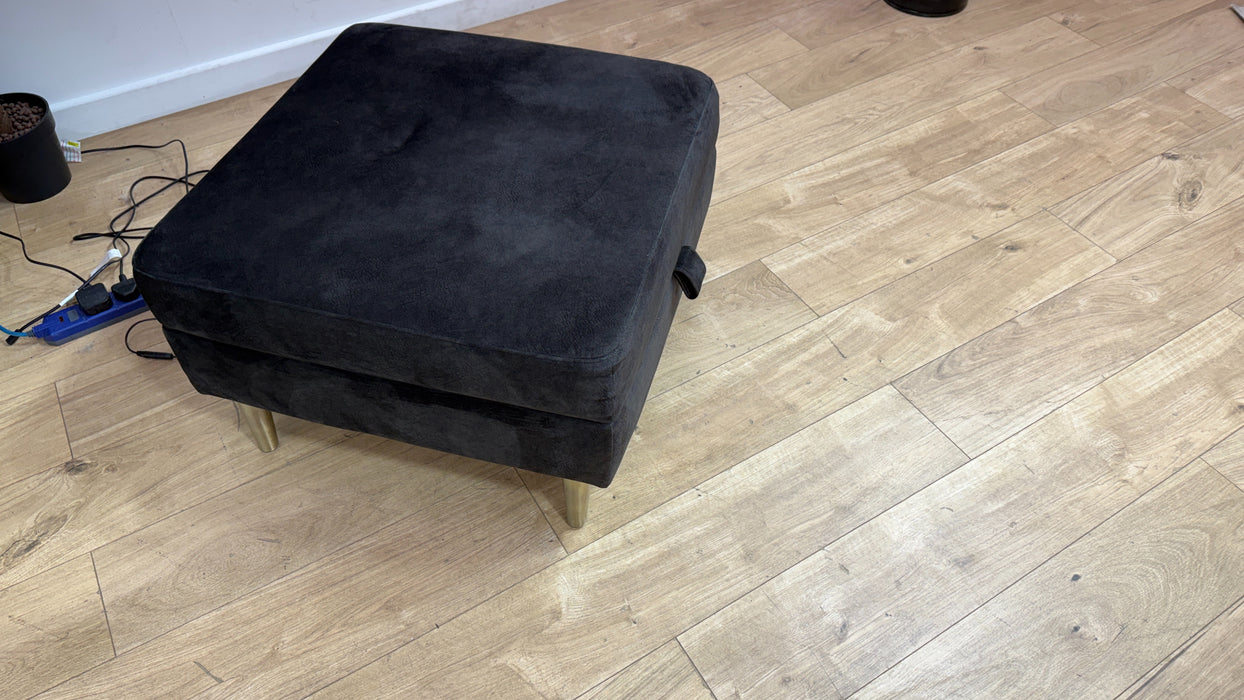 Sofology Hackney Fabric Storage Memory Foam Footstool in Lifestyle Dapple Anthracite