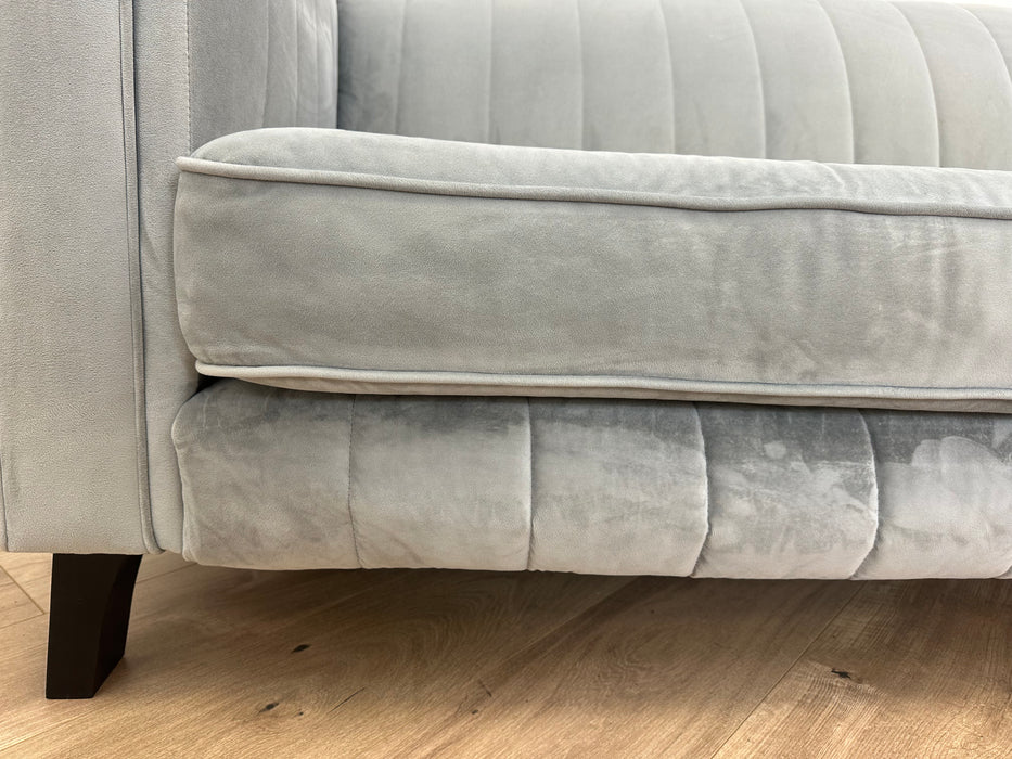 Fluted Isla 3 Seat - Fabric Sofa - Velluto Silver All Over