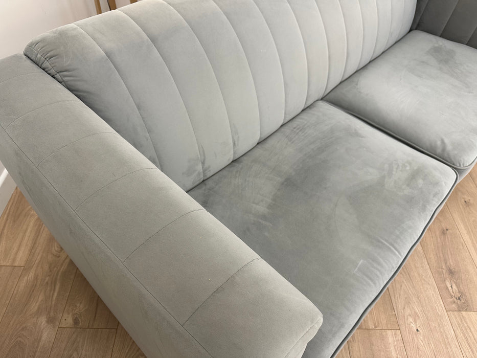 Fluted Isla 3 Seat - Fabric Sofa - Velluto Silver All Over