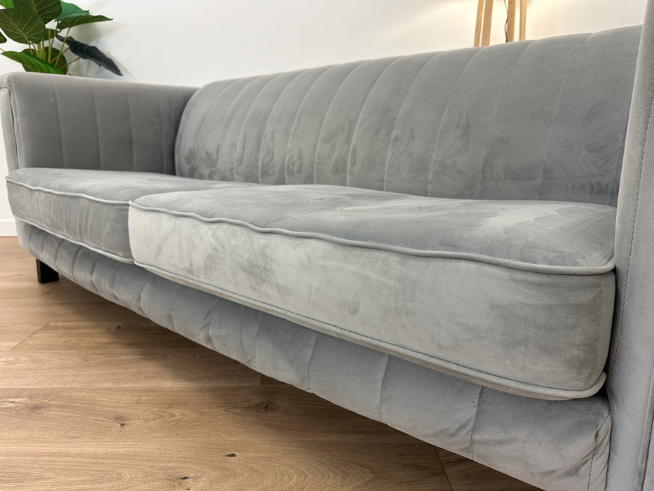 Fluted Isla 3 Seat - Fabric Sofa - Velluto Silver All Over