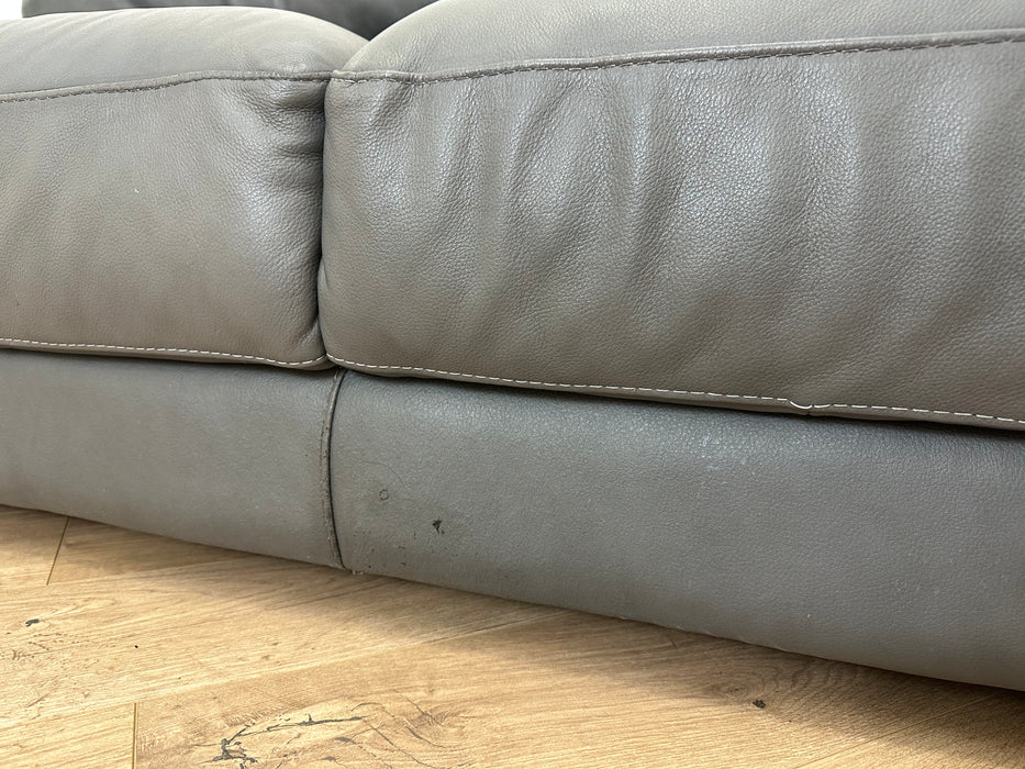 Santino 3 Seater - Leather Sofa - Caruso Fog