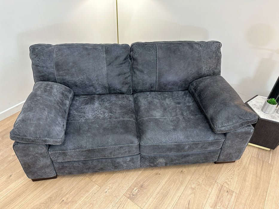 Linara 2 Seater - Leather Sofa - Utah Grey