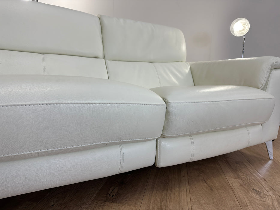 Illinois 3 Seater Chaise - Leather Sofa - Trusty Soft Sheen Leather White