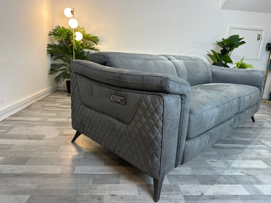 Ezra 3 Seater - Fabric Pow Rec Sofa - Tara Lead Grey