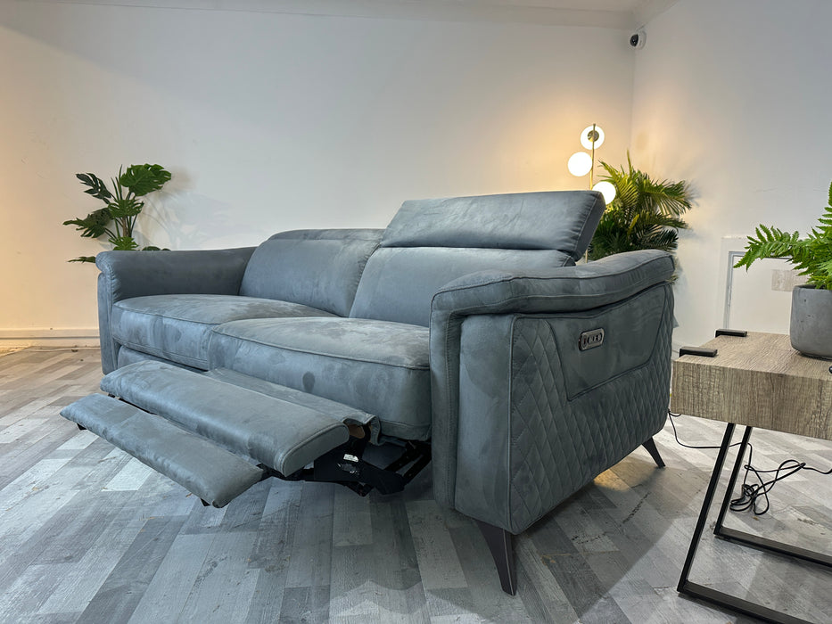 Ezra 3 Seater - Fabric Pow Rec Sofa - Tara Lead Grey