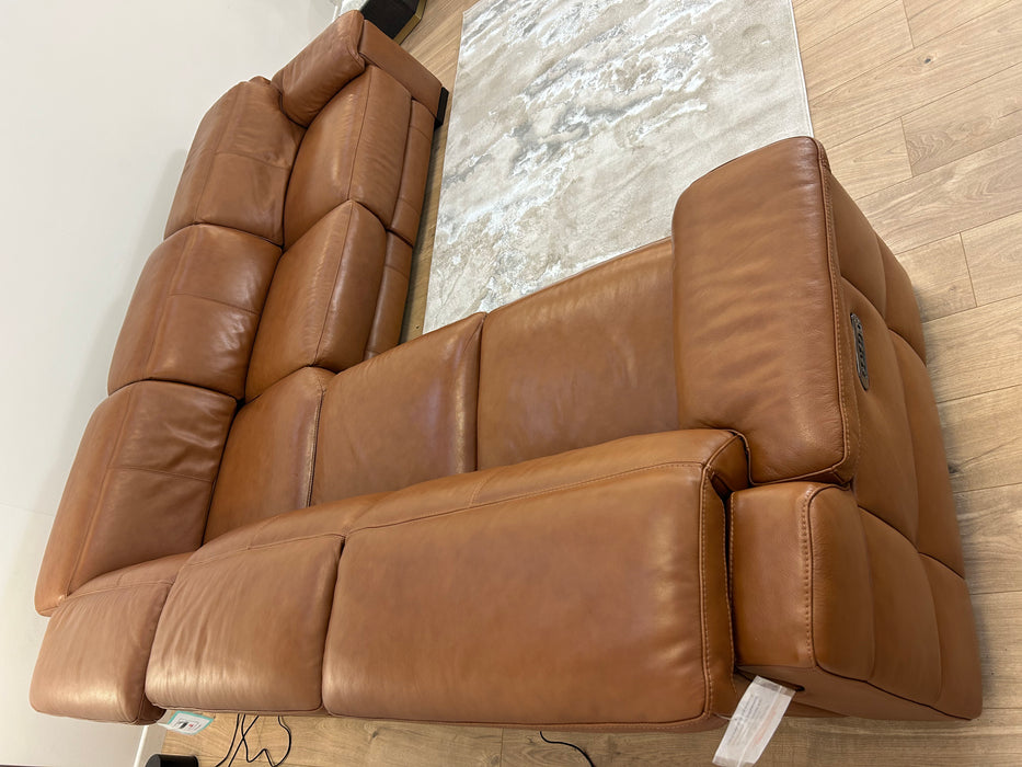 Laurence 3 Corner 3 - Leather Power Recliner Power Headrest - Metz Cognac