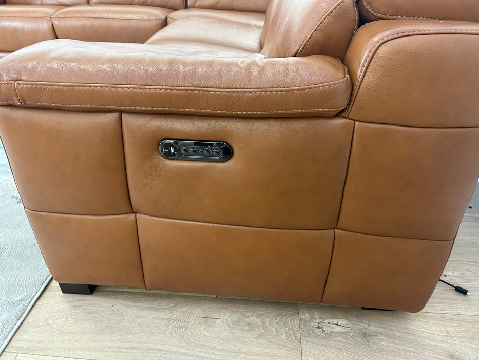 Laurence 3 Corner 3 - Leather Power Recliner Power Headrest - Metz Cognac