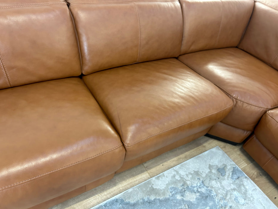 Laurence 3 Corner 3 - Leather Power Recliner Power Headrest - Metz Cognac