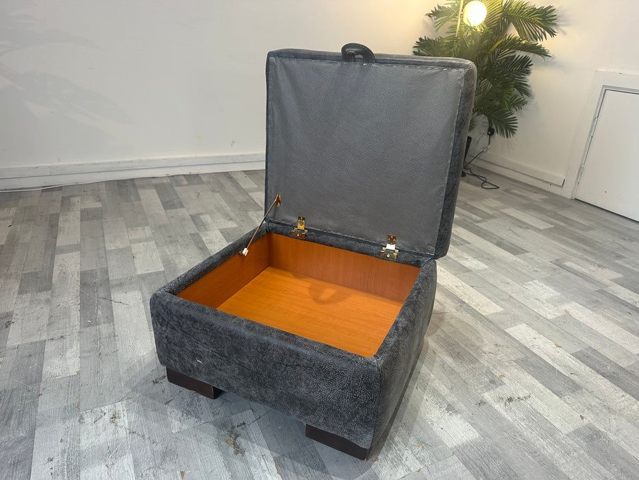 Galleria Storage Footstool - Leather - Contrast Utah Grey