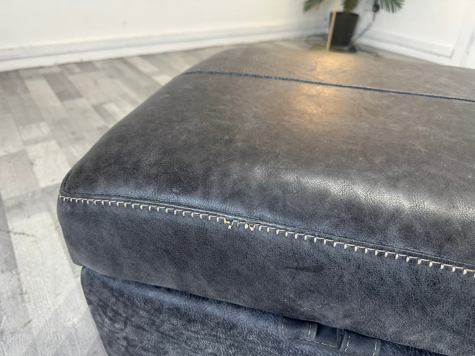 Galleria Storage Footstool - Leather - Contrast Utah Grey