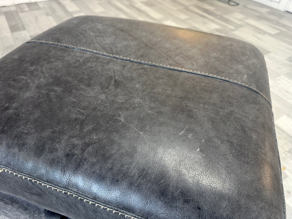 Galleria Storage Footstool - Leather - Contrast Utah Grey