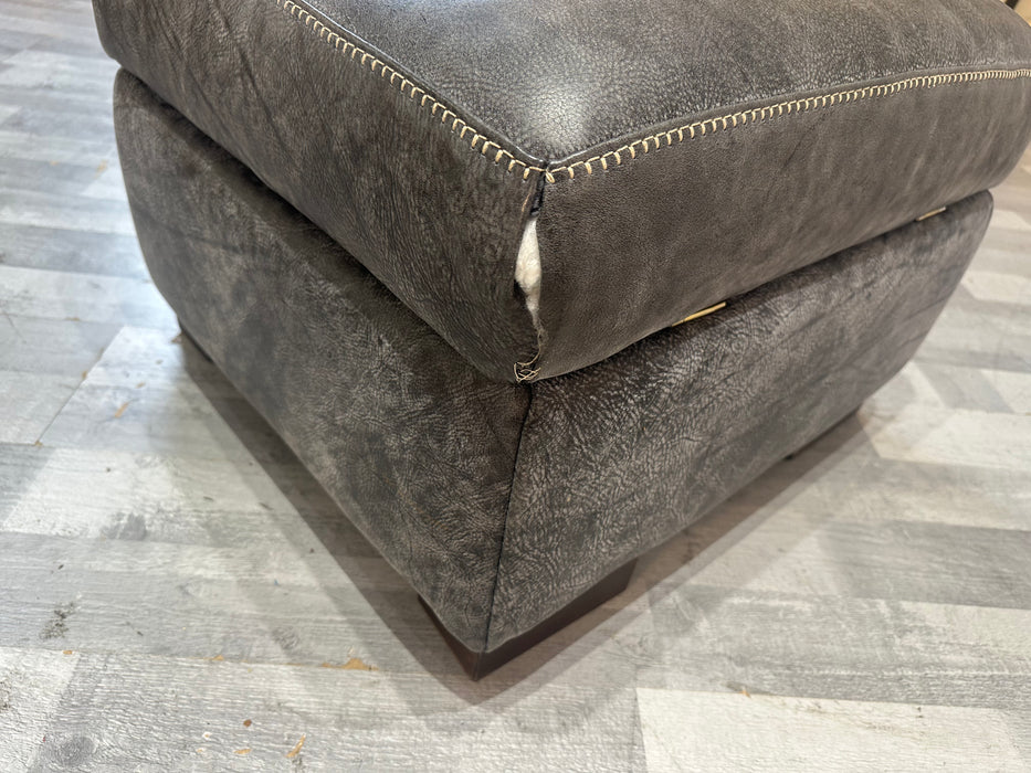 Galleria Storage Footstool - Leather - Contrast Utah Grey