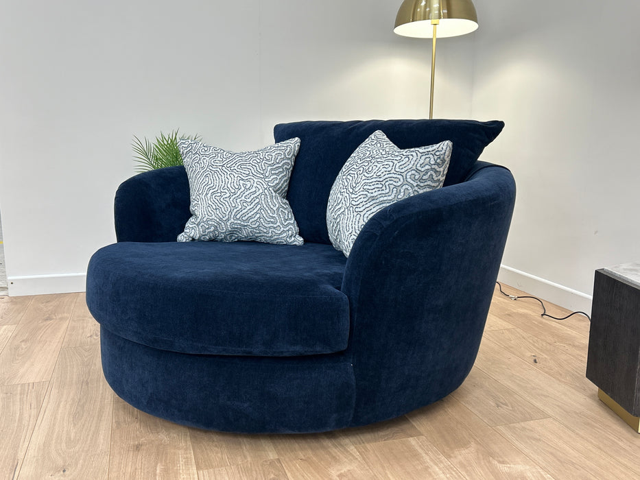 Majestica 1 Seater - Fabric Swivel Chair - Soft Chenille Navy Mix