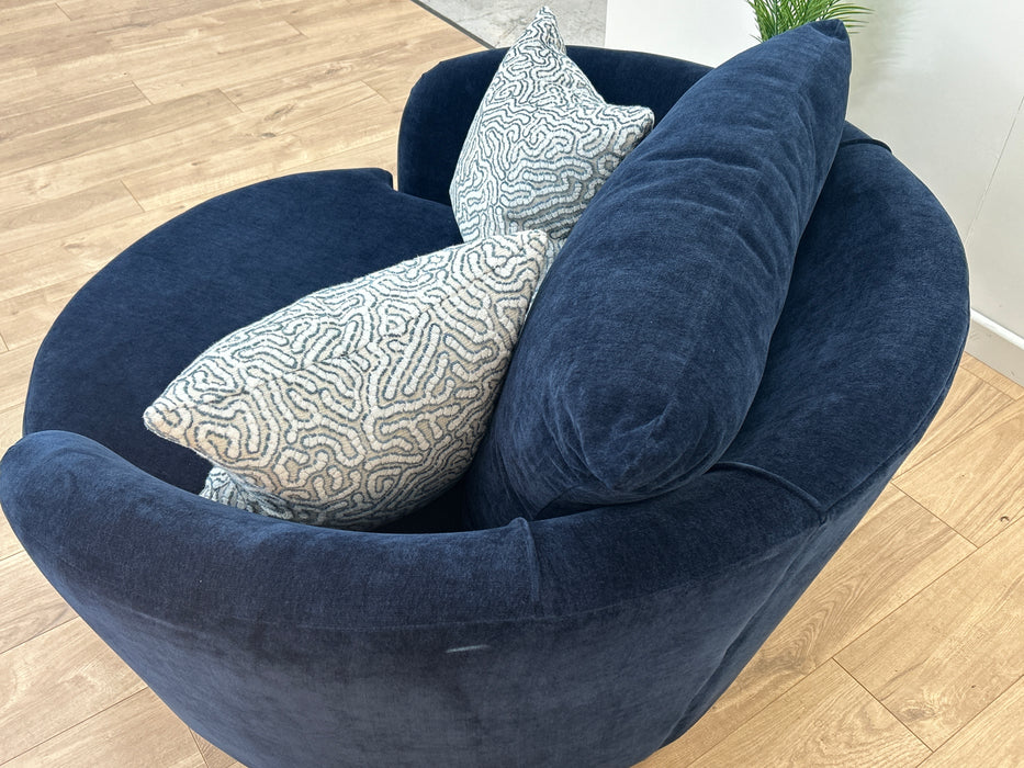 Majestica 1 Seater - Fabric Swivel Chair - Soft Chenille Navy Mix