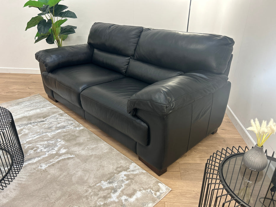 Santino 2 Seater - Leather Sofa - Hampshire Black