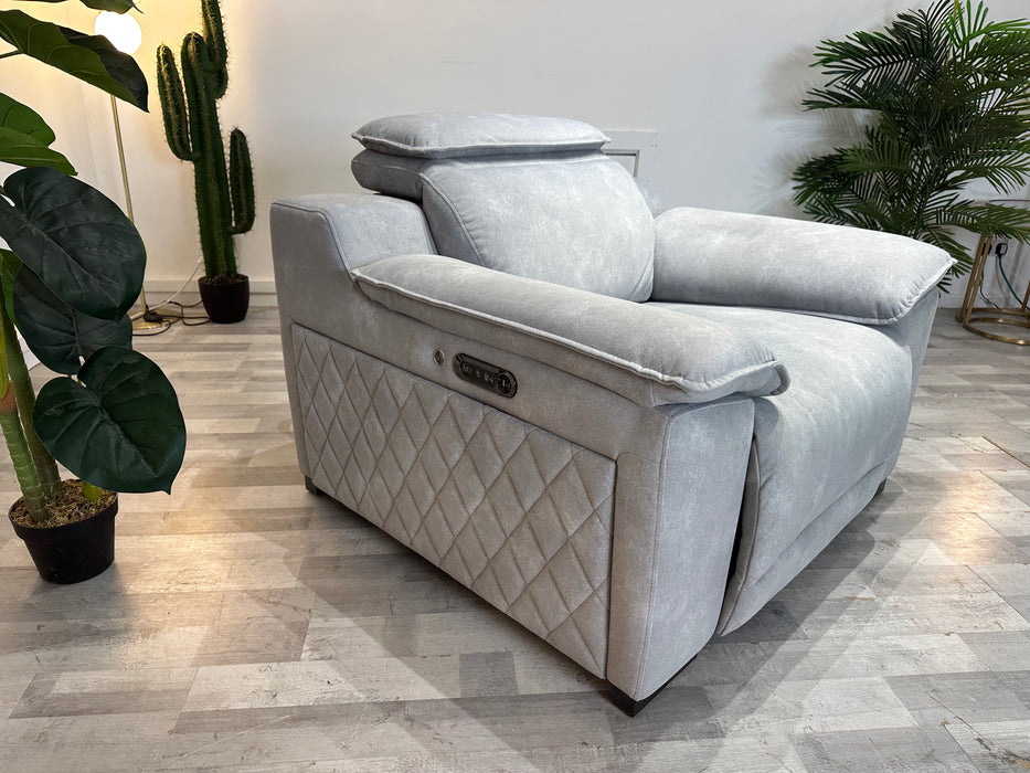 Benz 1 Seater - Lifestyle Flecked Fabric Silver