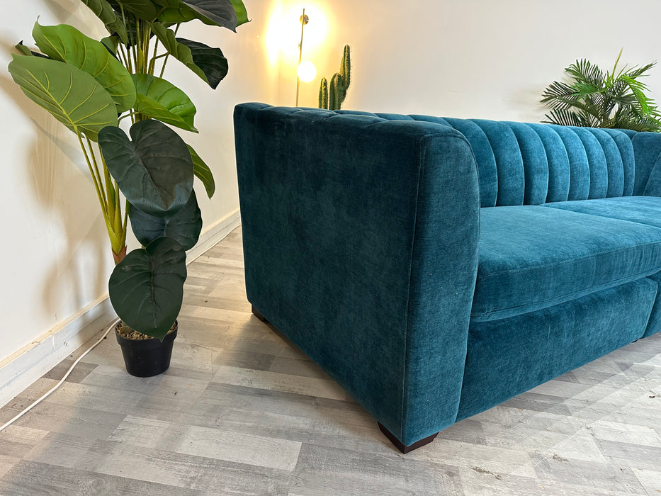 Downtown 4 Seat Split - Fabric Sofa - Aston Teal All Over