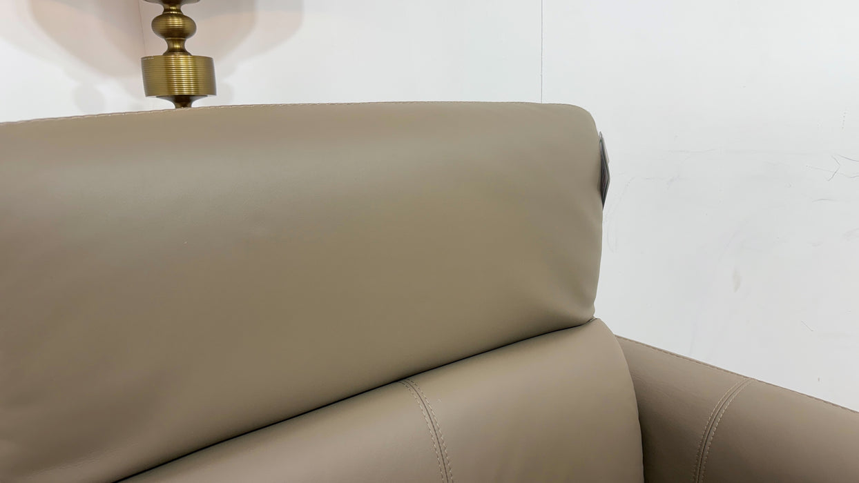 Sofology Larsen 3 Seater Chaise Leather Power Recliner/Headrest in Trusty Matt Taupe