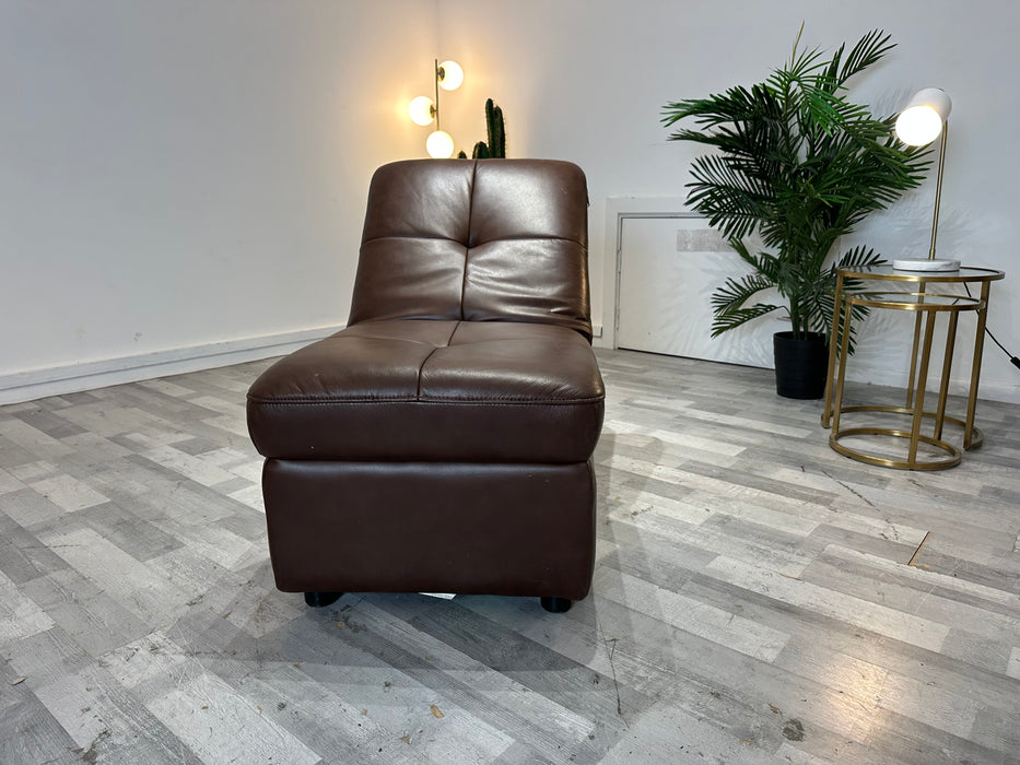 Gracy Dual Storage Footstool - Leather -  Chocolate