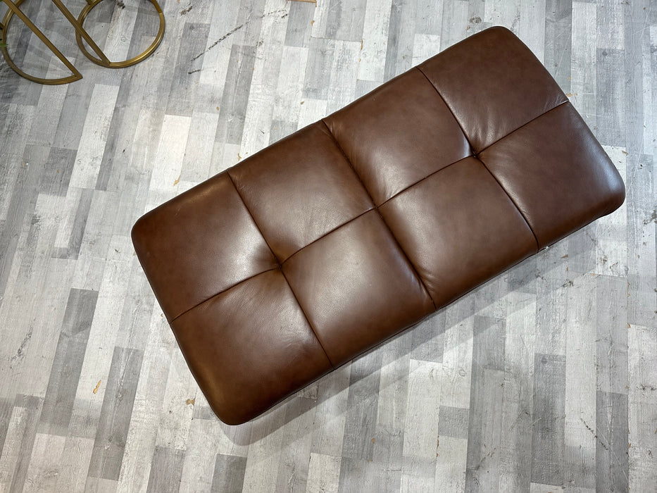 Gracy Dual Storage Footstool - Leather -  Chocolate