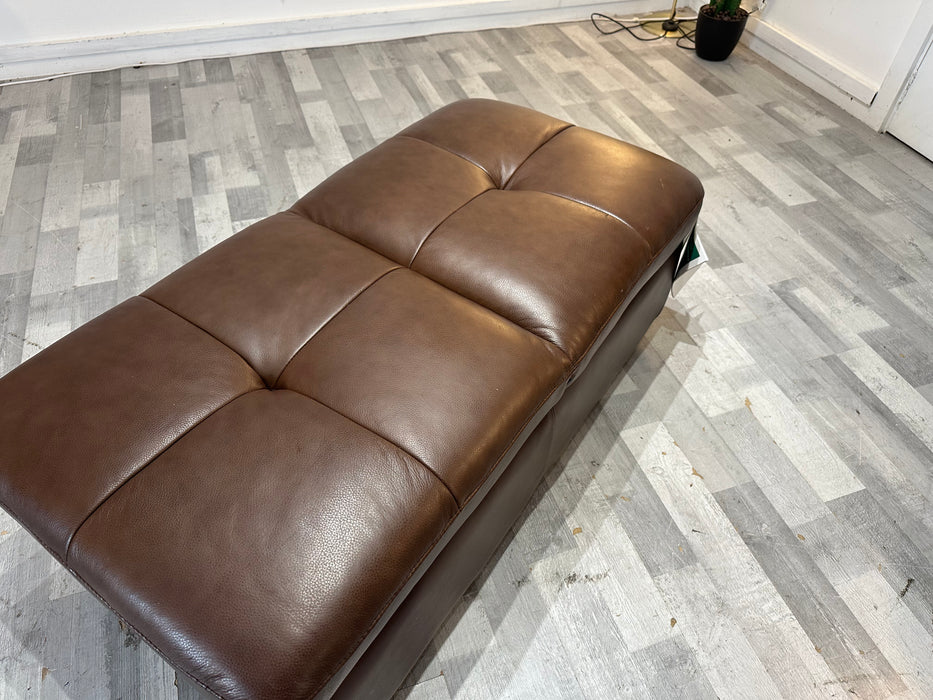 Gracy Dual Storage Footstool - Leather -  Chocolate